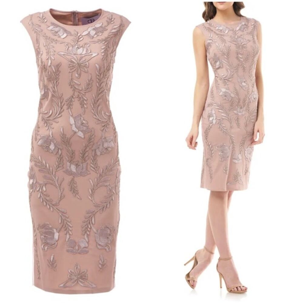 JS Collections Blush Dori Embroidered Cocktail Dress Women's Size 4 New